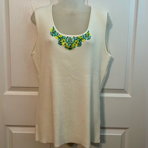 Ruby Rd. Tops - RUBY RD CRYSTAL EMBELLISHED RIB KNIT TANK TOP SWEATER 3X WOMEN PLUS SIZE